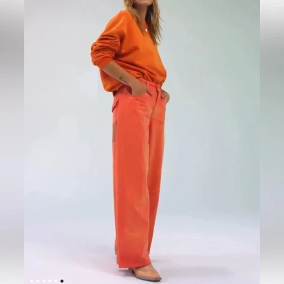 NWT FREE PEOPLE WE THE FREE Waterfalls Baggy Wide-Leg Jeans In Oklahoma Sun - Picture 3 of 9